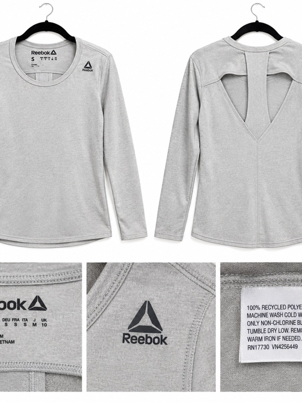 Reebok Gray Open Back Cutout Workout Top Women’s Small